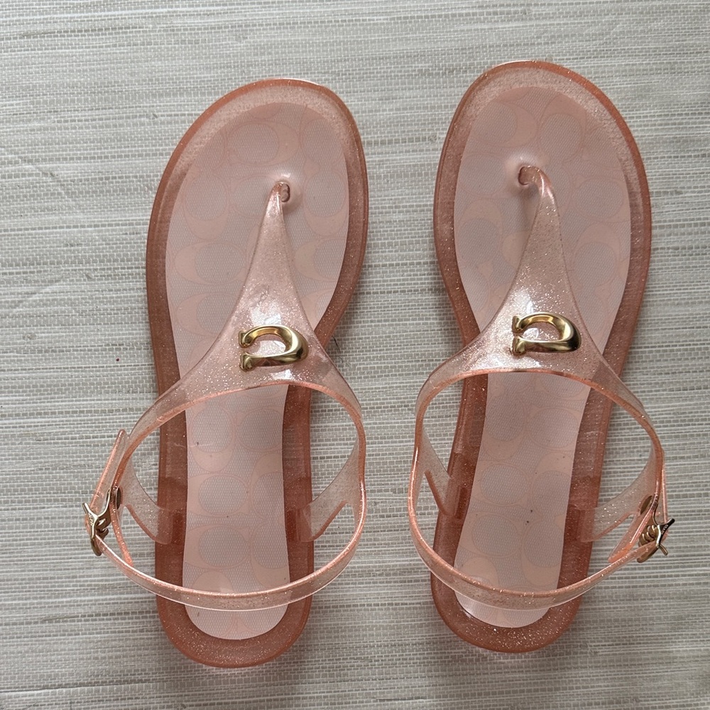 Coach Women's Glittery Pink Jelly Sandals